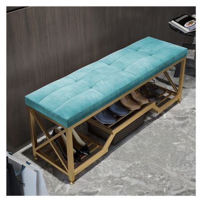 moisture Shoe Bench Entryway with Storage Shoe Stool Entrance 2 Tier Shoe Rack Storage Bench with Upholstered Seat Metal Frame for Living Room Bedroom Corridor Shoe Rack Bench