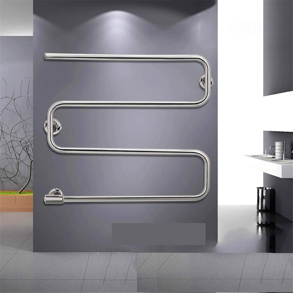 MSUDGH Bathroom Wall Heater Towel Warmer,Electric Towel Warmer Rail, 304 Stainless Steel Wall Mount Towel Warmer Drying Rack for Bathroom Chrome Polished 69.5  63  8.5 inch