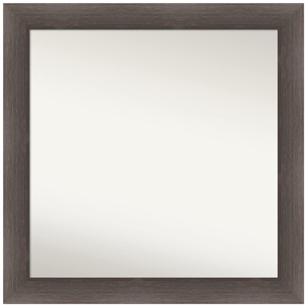 Amanti Art Brown Bathroom Mirror for Over Sink, 31x31 Hardwood Chocolate Square Vanity Mirror, Large Country Rustic Wood Frame, Hangs Horizonally and Vertically, Bathroom Wall Decor, Non-Beveled Edge