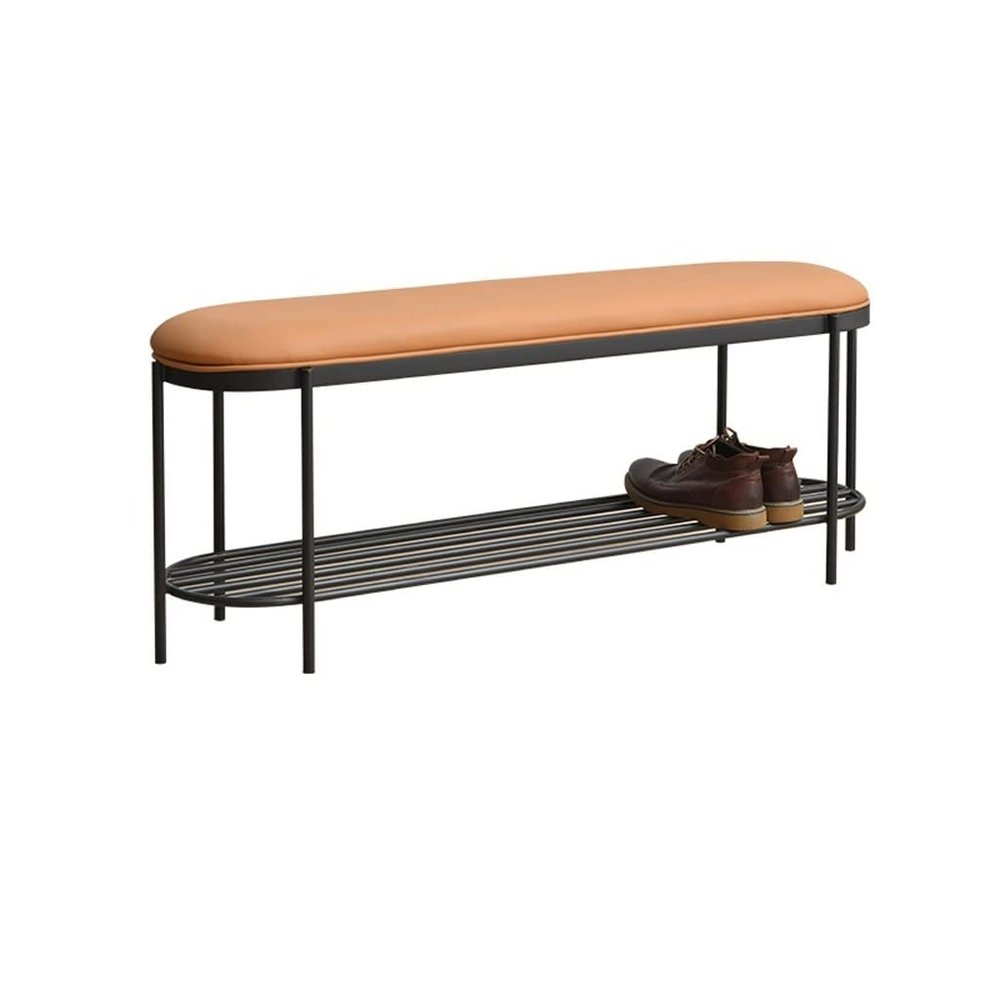 moisture Shoe Bench Entryway with Storage Shoe Stool with Leather Pedestal Entry Bench Metal Shoe Rack Bench 2 Tier Storage Shelf for Living Room Bedroom Hallway Shoe Rack Bench