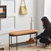 moisture Shoe Bench Entryway with Storage Shoe Stool with Leather Pedestal Entry Bench Metal Shoe Rack Bench 2 Tier Storage Shelf for Living Room Bedroom Hallway Shoe Rack Bench view 2