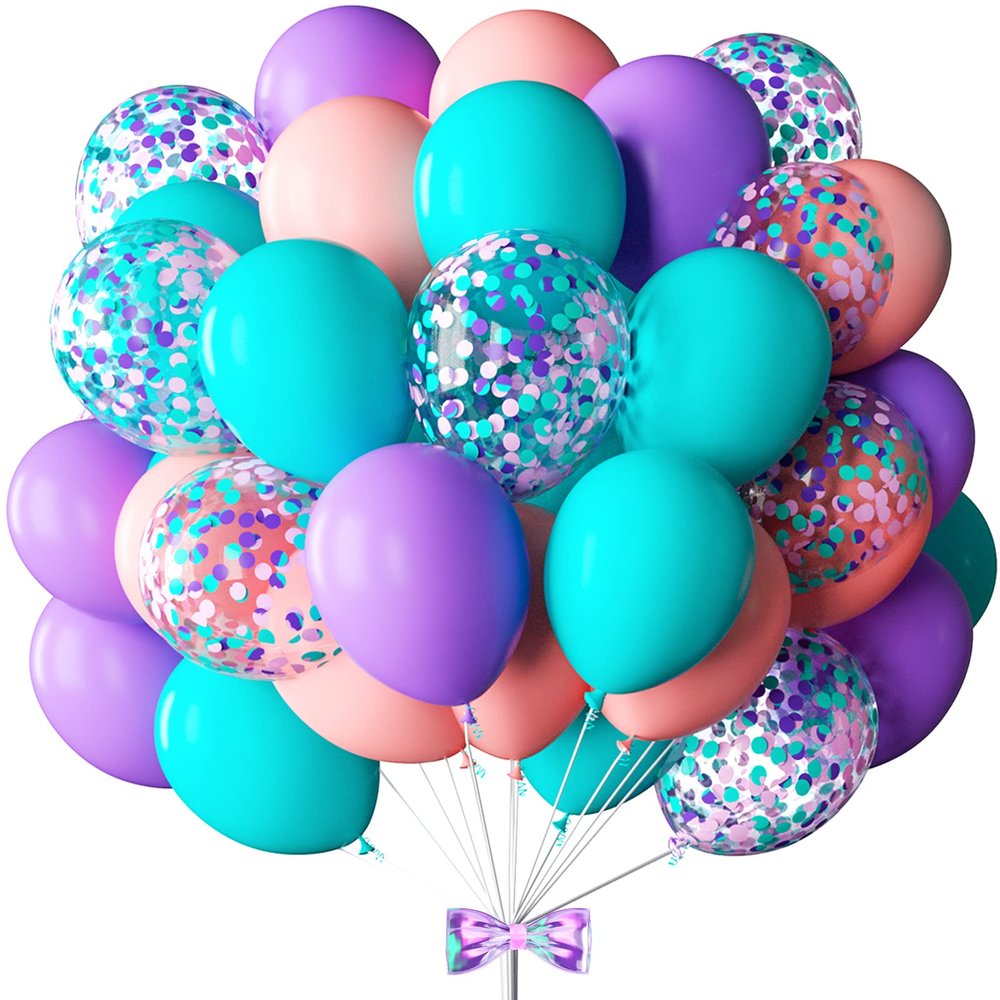 88Pack Pink Purple Blue Balloons 12in Pink Teal Purple Confetti Latex Balloons for Unicron Themed Girls Party Birthday Decorations