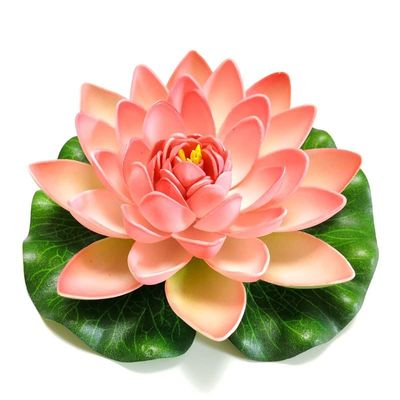 HXSCOO 10/17/28/40/60cm Lotus Artificial Flower Floating Fake Lotus Plant Lifelike Water Lily Micro Landscape for Pond Garden Decor (Color : 17cm Light Pink)