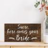 Rustic Wedding Sign Sure Here Comes Your Bride Signs for Ring Bearer Wood Wedding Sign Rustic Wedding Decoration Plaque Art Flower Girl Sign Wedding Ceremony Sign 5x10in view 4