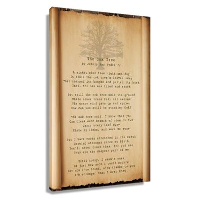 The Oak Tree Poem Wall Art Vintage Prints Posters For Home Giclee Printing Canvas Decor For Dining Room Rectangular Pictures Printed Canvas Picture Decorations Bedroom Artwork Wall Hanging Kitchen (24x36inch(60x90cm),Framed)