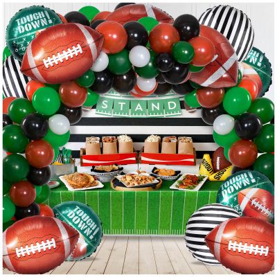 118Pcs Football Balloons Arch Garland Kit, Large Football Mylar Foil Balloons, Black Green Brown Latex Balloon for Footballs Theme Party Decoration