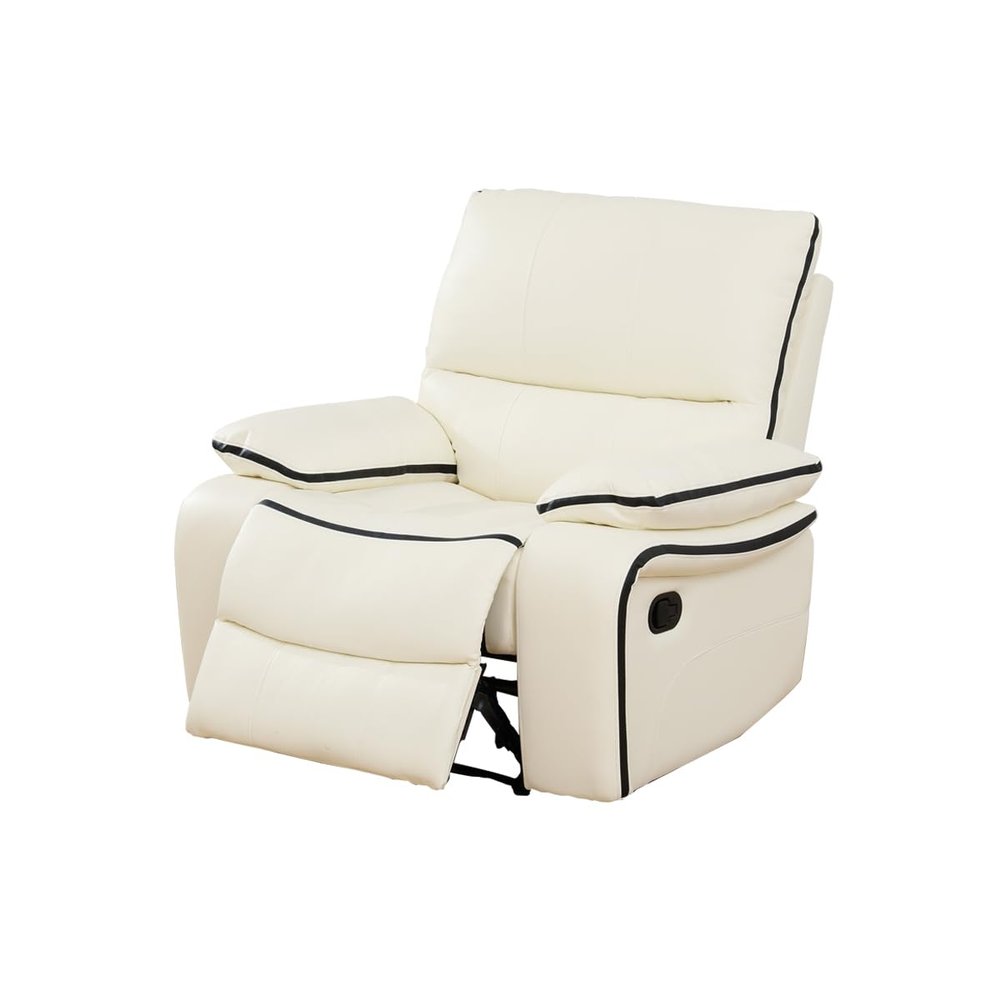 A Ainehome Furniture Living Room Reclining Sofa Sets Vegan Leather Luxury Recliner Sofa Office Recliner Couch and loveseat and Chair for Living Room(B-Creamy White,Chair)