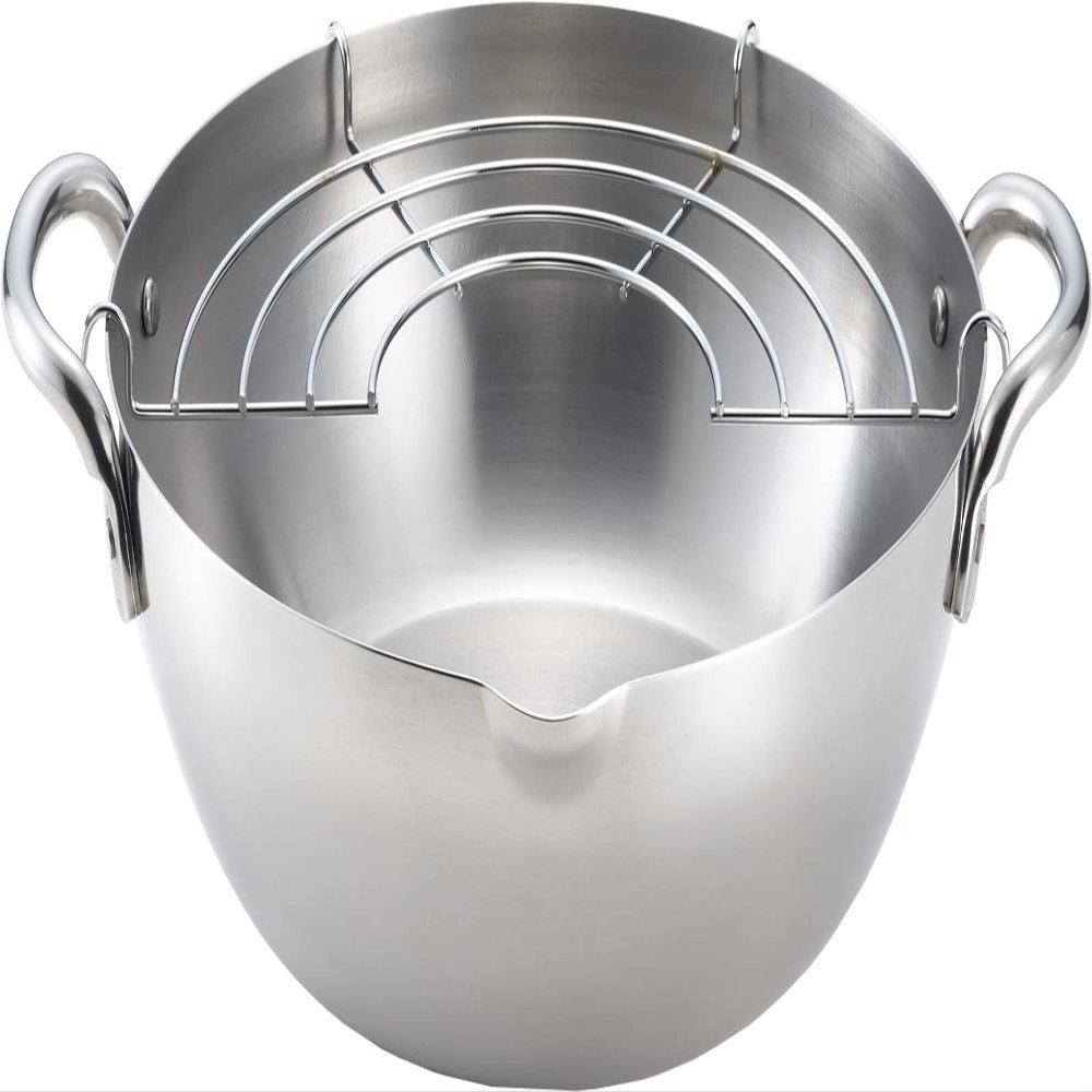 Yoshikawa SJ3391 Deep Frying Pot, Tempura Pot, 7.9 inches (20 cm), Gas Fire, Induction Compatible, Stainless Steel, Made in Japan