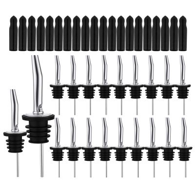 20 Pack Liquor Pour Spout, Liquor Bottle Pourers, Pour Spouts for Liquor Bottles with Dust Caps Seal Covers, Bar Tool, Hygienic, Dishwasher Safe
