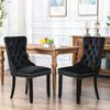 BAXMUY Dinning Chair, Comfortable Velvet Upholstered Dining Room Chair, 20" Seat Height, Solid Wood Leg Nailhead Trim, Modern Kitchen Dining Chairs Set of 2, Black view 2