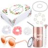 Yilloog 20 Pcs Flower Girl Proposal Gifts Box Set Water Bottle Tumbler Round Glasses Necklace Pearl Bracelet Will You Be My Flower Girl for Wedding(Pink) view 1