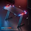 HLDIRECT 55 Inch Gaming Desk with LED Lights Carbon Fibre Surface Gaming Table Large Computer Desk Ergonomic Home Office Desks Z Shaped PC Gamer Workstations with Cup Holder & Headphone Hook Black view 3