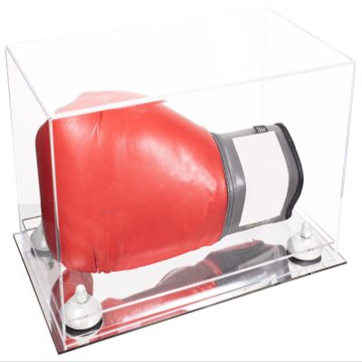 Better Display Cases Versatile Acrylic Clear Display Case - Medium Rectangle Box with White Risers and Mirror Base 14" x 8" x 8.5" (A011/V16)