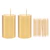 UPTALY 2 pcs 100% Brass Toothpick Holders (Small Cylindrical Shape), Thicken Tooth Picks Container (Gold Color), Toothpicks Storage Box, Mini Copper Toothpick Dispensers view 1