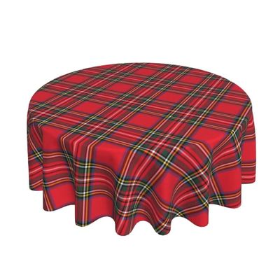 BETGINY Christmas Tablecloth 60 Inch Round Red Green Buffalo Plaid Tablecloth Dust-Proof Wrinkle Resistant Rustic Christmas Checkered Table Cloth for Holiday Party Dining