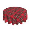 BETGINY Christmas Tablecloth 60 Inch Round Red Green Buffalo Plaid Tablecloth Dust-Proof Wrinkle Resistant Rustic Christmas Checkered Table Cloth for Holiday Party Dining view 1
