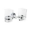 Bathroom Accessories Stainless Steel Polished Towel Shelf Toilet Paper Holder Soap Holder Towel Rack Toothbrush Holder Robe Hook,double cup holder view 1