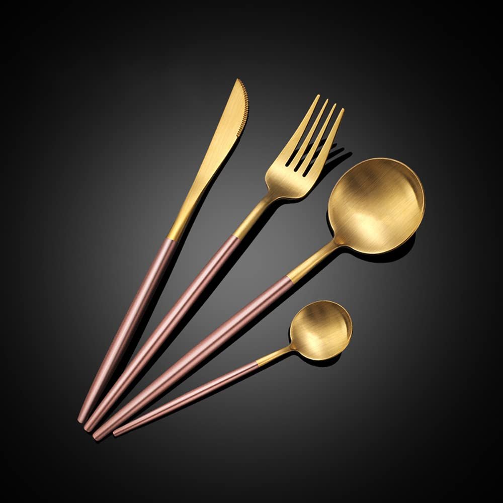 40 Piece Pink Gold Silverware Set for 10,Durable 18/10 Stainless Steel Flatware Sets,Eating Home Kitchen Wedding Restaurant Set for Cutlery Include Knife Fork Spoon Teaspoon Delicate Tableware