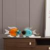 DECRZPB Handmade Glass Blue Fish Tropical Fish Figurine Blown Glass Glaze Crystal Gift for Christmas Birthday Home Decor Table Ornament view 3