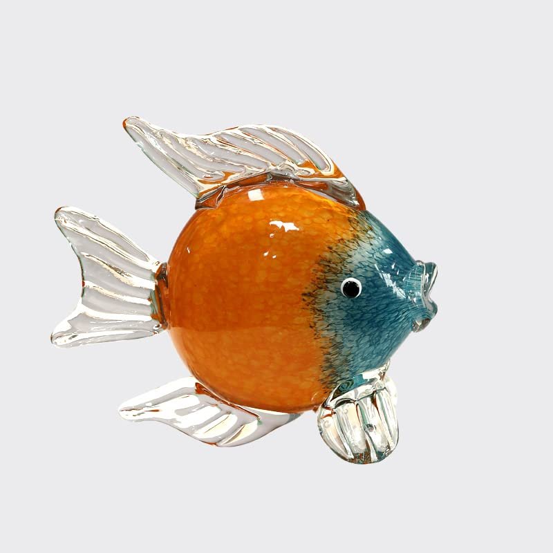 DECRZPB Glass Figurine Orange Fish Handmade Blown Glass Crystal Glaze Art for Table Ornaments Home Decor