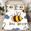 Erosebridal Honey Bee Sheet Set Twin, Bee Happy Bee Bed Sheets Bedroom Living Room Dorm Decor 3 Pcs, Soft Fitted Sheet Cartoon Bee Flat Sheet + 1 Fitted Sheet + 1 Pillow Case with Deep Pocket view 2