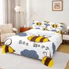 Erosebridal Honey Bee Sheet Set Twin, Bee Happy Bee Bed Sheets Bedroom Living Room Dorm Decor 3 Pcs, Soft Fitted Sheet Cartoon Bee Flat Sheet + 1 Fitted Sheet + 1 Pillow Case with Deep Pocket view 3