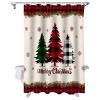 ALAGEO Christmas Shower Curtain Pine Tree Holly Shower Curtains for Bathroom Decor Snowflake Xmas Buffalo Plaid Check for Christmas Decoration Bath Curtains Set with Hooks Waterproof 72" W x 84" L view 1
