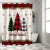 ALAGEO Christmas Shower Curtain Pine Tree Holly Shower Curtains for Bathroom Decor Snowflake Xmas Buffalo Plaid Check for Christmas Decoration Bath Curtains Set with Hooks Waterproof 72" W x 84" L view 4