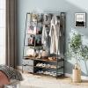 Tangkula Hall Tree with Bench and Shoe Storage, Industrial Entryway Bench with Coat Rack, 2 Fabric Dressers, 6 Side Shelves, 9 Dual Hooks, 6-in-1 Freestanding Coat Rack (Rustic Brown) view 2