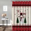 ALAGEO Christmas Shower Curtain Snowman Pine Tree Shower Curtains for Bathroom Decor Snowflake Checkered for Christmas Decoration Bath Curtains Set with Hooks Waterproof 72" W x 78" L view 2