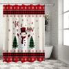 ALAGEO Christmas Shower Curtain Snowman Pine Tree Shower Curtains for Bathroom Decor Snowflake Checkered for Christmas Decoration Bath Curtains Set with Hooks Waterproof 72" W x 78" L view 4