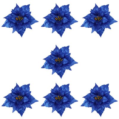 Ciieeo 7pcs Glittering Christmas Flower Decor Artificial Floral Adornments for Holiday Decorations Elegant Faux Cedar Flowers for Festive Atmosphere