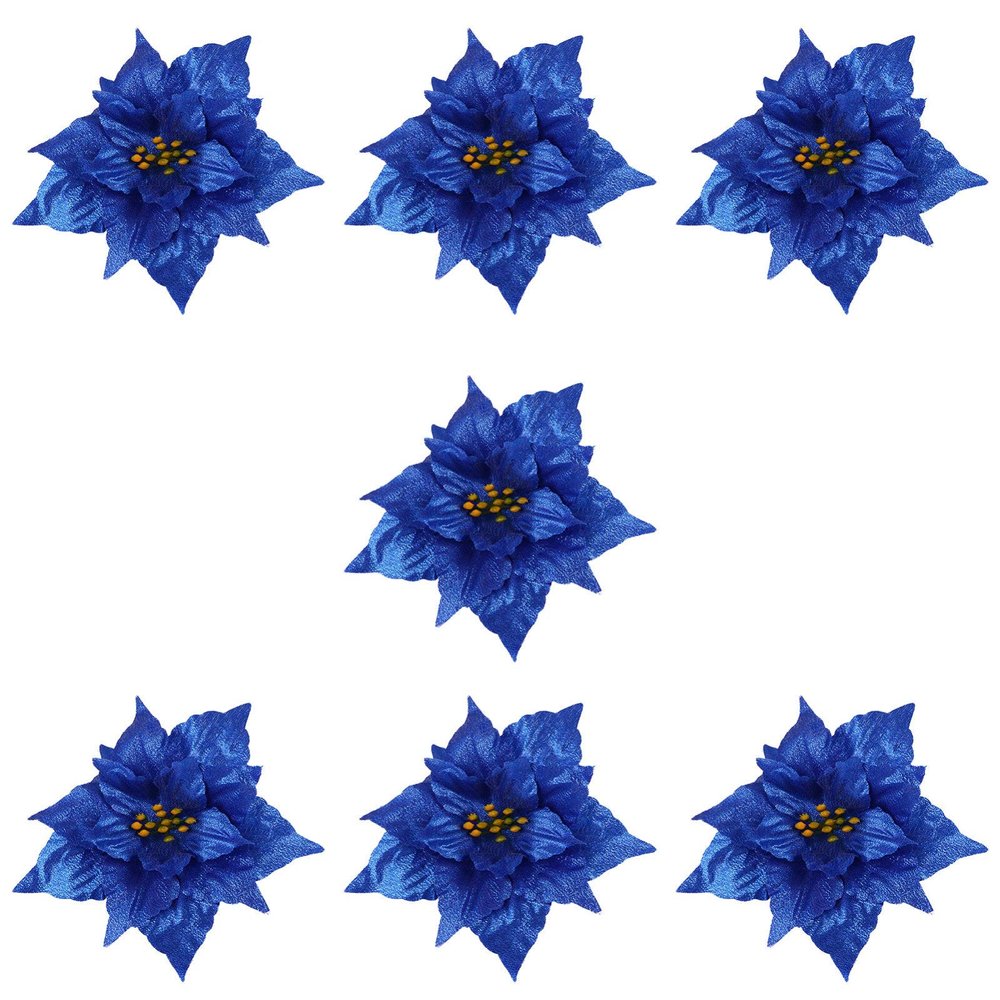 Ciieeo 7pcs Glittering Christmas Flower Decor Artificial Floral Adornments for Holiday Decorations Elegant Faux Cedar Flowers for Festive Atmosphere
