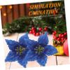 Ciieeo 7pcs Glittering Christmas Flower Decor Artificial Floral Adornments for Holiday Decorations Elegant Faux Cedar Flowers for Festive Atmosphere view 4