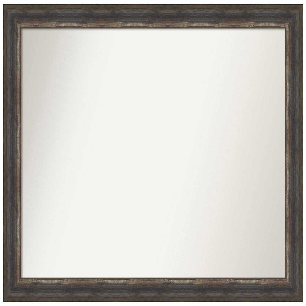 Amanti Art Brown Bathroom Mirror for Over Sink, 32x43 Alta Rustic Char Rectangle Vanity Mirror, X-Large Country Rustic Frame, Hangs Horizonally and Vertically, Bathroom Wall Decor, Non-Beveled Edge
