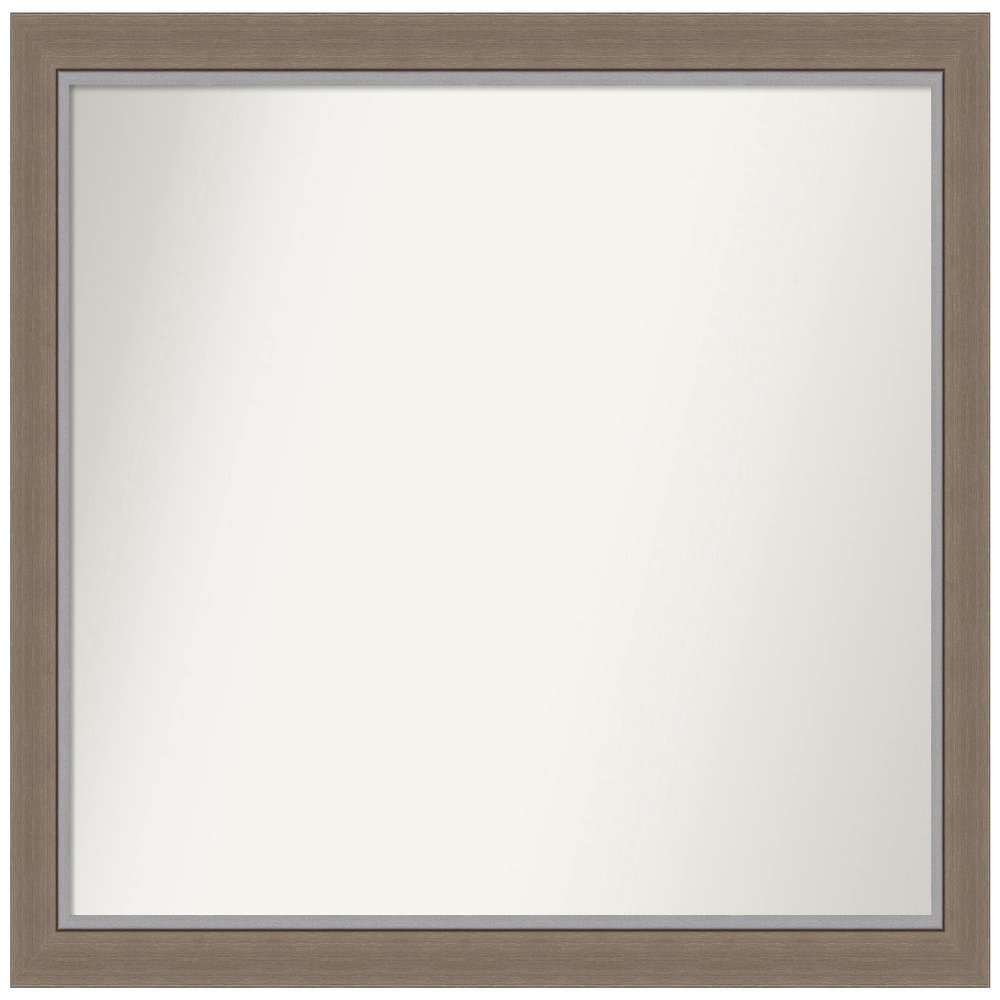Amanti Art Brown Bathroom Mirror for Over Sink, 25x31 Eva Brown Narrow Rectangle Vanity Mirror, Large Country Rustic Frame, Hangs Horizonally and Vertically, Bathroom Wall Decor, Non-Beveled Edge
