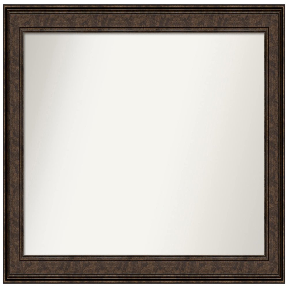 Amanti Art Bronze Bathroom Mirror for Over Sink, 30x42 Ridge Bronze Rectangle Vanity Mirror, Large Traditional Frame, Hangs Horizonally and Vertically, Bathroom Wall Decor, Non-Beveled Edge