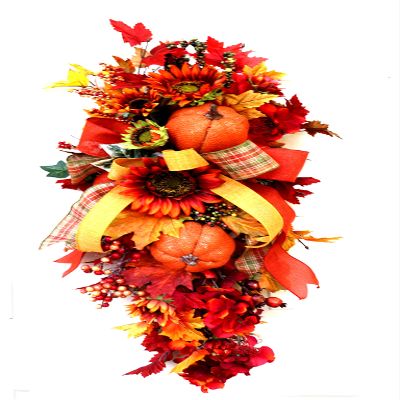 Fall wreath, Sunflower swag for front door, Fall wreath kitchen, farmhouse decorations