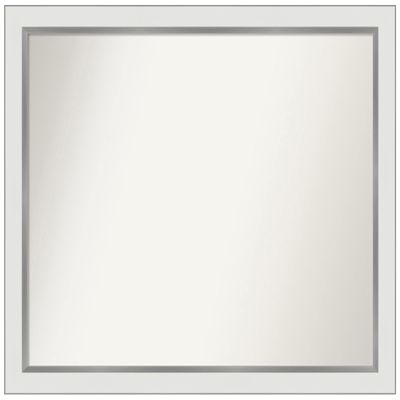 Amanti Art White Bathroom Mirror for Over Sink, 25x31 Eva White Silver Narrow Rectangle Vanity Mirror, Large Modern Frame, Hangs Horizonally and Vertically, Bathroom Wall Decor, Non-Beveled Edge