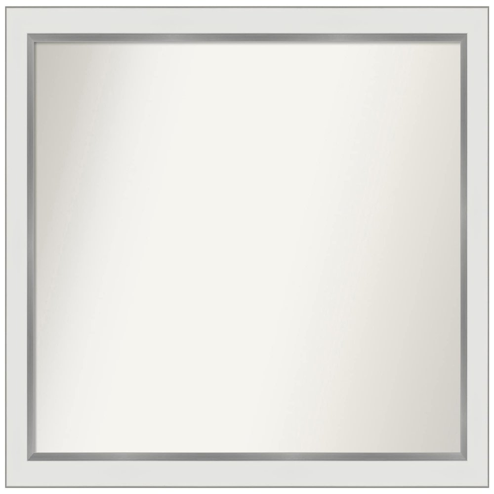 Amanti Art White Bathroom Mirror for Over Sink, 25x31 Eva White Silver Narrow Rectangle Vanity Mirror, Large Modern Frame, Hangs Horizonally and Vertically, Bathroom Wall Decor, Non-Beveled Edge