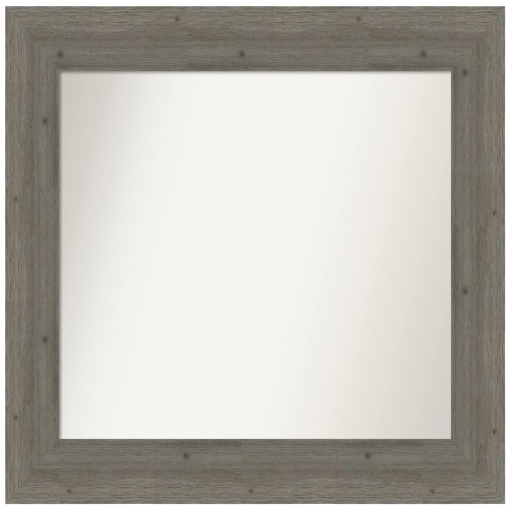 Amanti Art Grey Bathroom Mirror for Over Sink, 29x35 Fencepost Grey Rectangle Vanity Mirror, Large Country Rustic Wood Frame, Hangs Horizonally and Vertically, Bathroom Wall Decor, Non-Beveled Edge