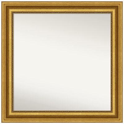 Amanti Art Gold Wall Mirror 32x32 Parlor Gold Square Bathroom Mirror for Wall Decor Living Room, Large Traditional Frame, Hangs Horizonally and Vertically, Bathroom Decor, Non-Beveled Edge