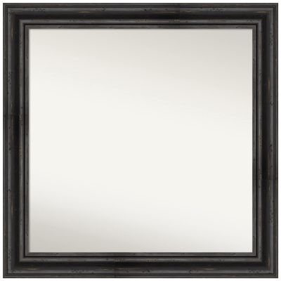 Amanti Art Black Wall Mirror 31x31 Rustic Pine Black Square Bathroom Mirror for Wall Decor Living Room, Large Country Rustic Wood Frame, Hangs Horizonally and Vertically, Bathroom Decor, Non-Beveled