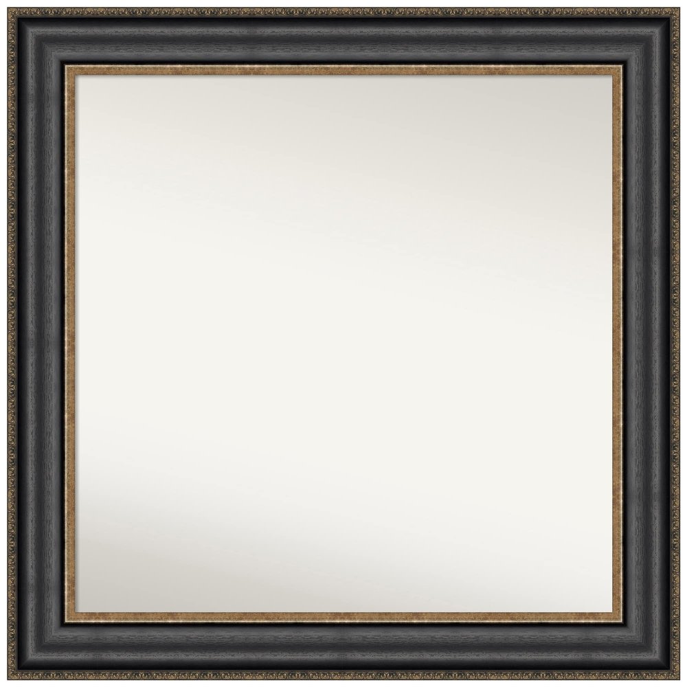 Amanti Art Black Bathroom Mirror for Over Sink, 32x32 Thomas Black Bronze Square Vanity Mirror, Large Traditional Frame, Hangs Horizonally and Vertically, Bathroom Wall Decor, Non-Beveled Edge