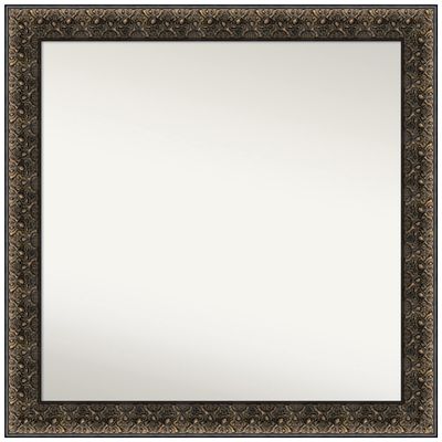 Amanti Art Black Wall Mirror 31x31 Intaglio Embossed Black Square Bathroom Mirror for Wall Decor Living Room, Large Traditional Wood Frame, Hangs Horizonally and Vertically, Bathroom Decor,