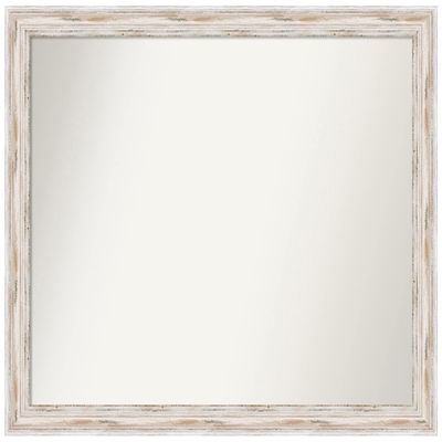 Amanti Art White Wall Mirror 25x31 Alexandria White Wash Narrow Rectangle Bathroom Mirror for Wall Decor Living Room, Large Cottage Wood Frame, Hangs Horizonally and Vertically, Bathroom Decor,