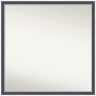 Amanti Art Black Wall Mirror 28x28 Eva Black Silver Thin Square Bathroom Mirror for Wall Decor Living Room, Large Modern Frame, Hangs Horizonally and Vertically, Bathroom Decor, Non-Beveled Edge