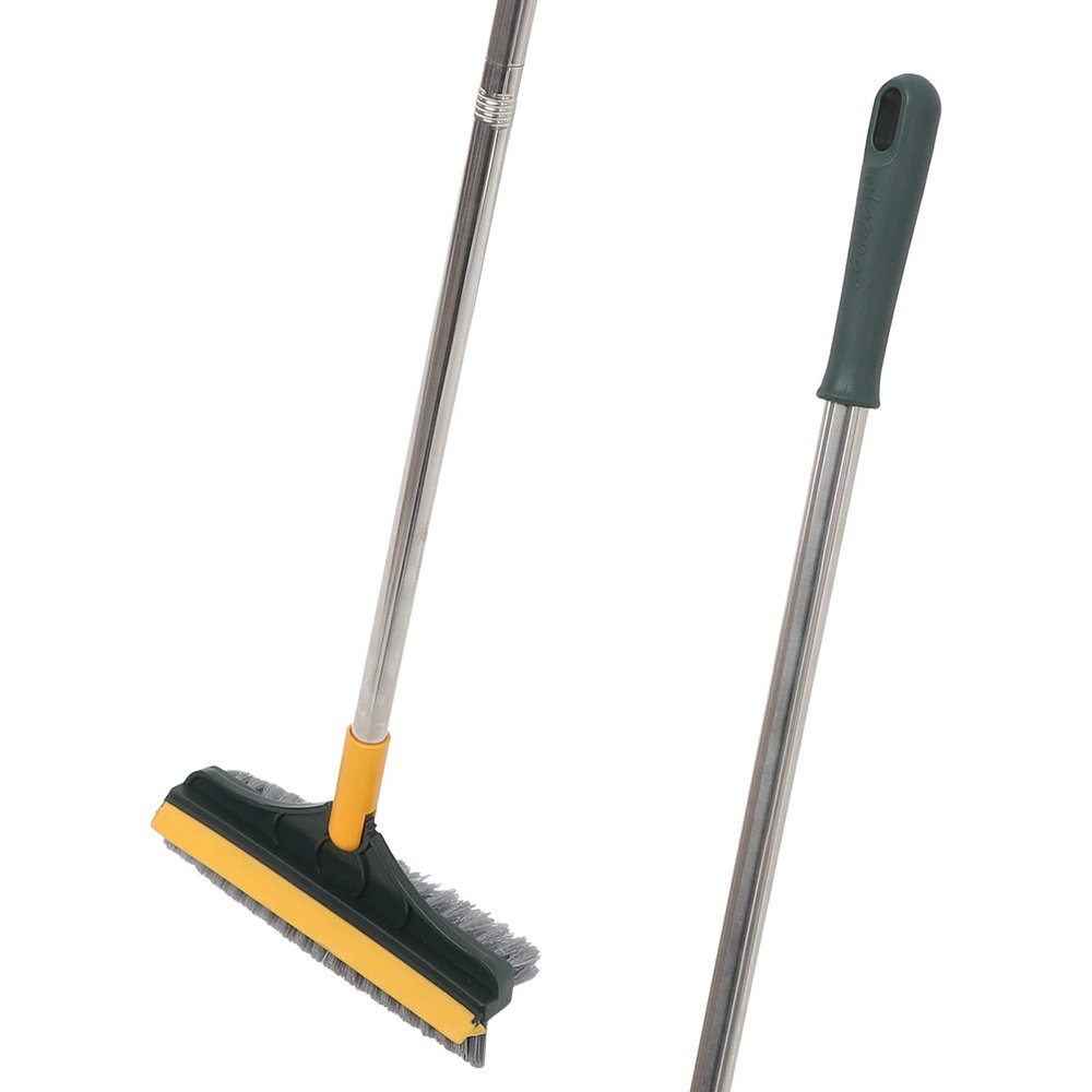 Housoutil Handle Floor Scrub Brush for Bathroom Cleaning Dual-Sided Design for Corner and Grout Easy Storage Hanging for Hard Reach Areas