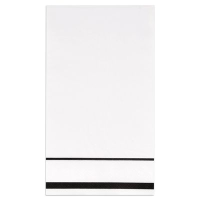 White Guest Napkins 100 Pack Disposable Paper Hand Towels with Black Stripe Elegant Wedding Bathroom Dinner Cocktail Party Napkins