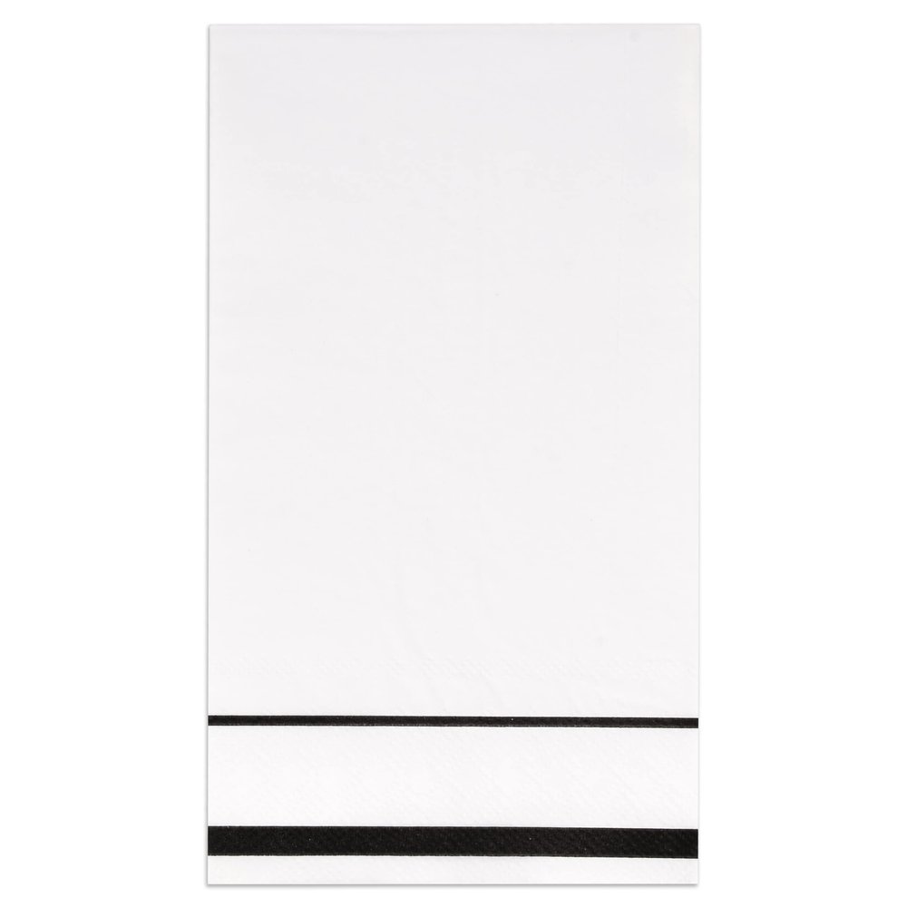 White Guest Napkins 100 Pack Disposable Paper Hand Towels with Black Stripe Elegant Wedding Bathroom Dinner Cocktail Party Napkins